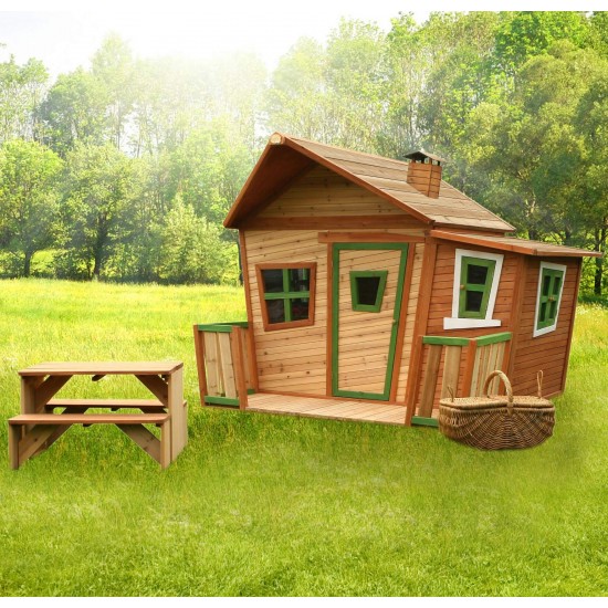 Masuta XL Copii Picnic si Activitati ZidZed de Gradina cu 2 bancute din lemn de Cedru AXI