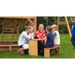 Masuta XL Copii Picnic si Activitati ZidZed de Gradina cu 2 bancute din lemn de Cedru AXI
