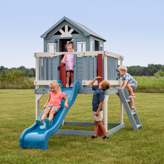Casuta de joaca suspendata Beacon Heights PlayHouse - Complex cu tobogan Centru multifuntional din lemn Backyard Discovery