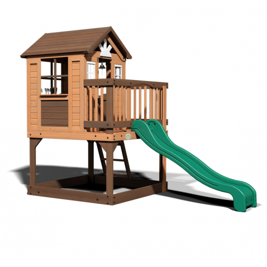Casuta de joaca suspendata Eco Heights PlayHouse - Complex cu tobogan Centru multifuntional din lemn Backyard Discovery