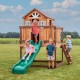 Casuta de joaca suspendata Eco Heights PlayHouse - Complex cu tobogan Centru multifuntional din lemn Backyard Discovery