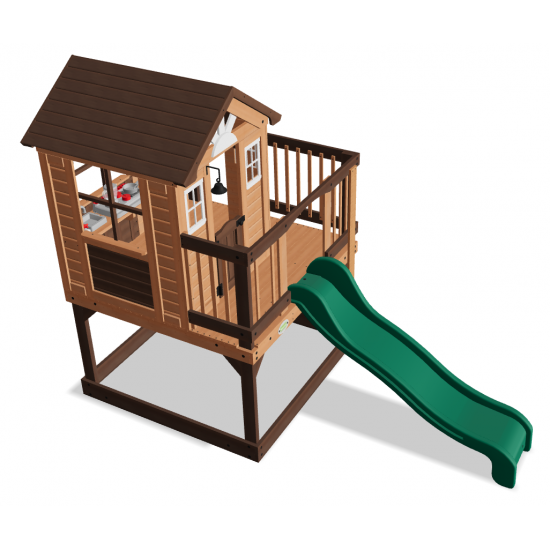 Casuta de joaca suspendata Eco Heights PlayHouse - Complex cu tobogan Centru multifuntional din lemn Backyard Discovery