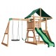 Complex de Joaca Piscul Grayson din lemn de cedru - Centru de catarat cu tobogan si 2 nivel Backyard Discovery 