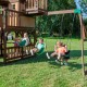 Complex Ansamblu de Joaca SkyFort cu Tub Spirala din lemn de cedru - Loc Centru de exterior multifunctional cu tobogan elicoidal si 3 nivele de joaca Sky Fort III Backyard Discovery  