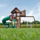 Complex Loc de Joaca SkyFort 3 din lemn de cedru - Centru de exterior multifunctional cu tobogan elicoidal si 3 nivele de joaca Sky Fort III Backyard Discovery  
