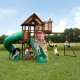 Complex Loc de Joaca SkyFort 3 din lemn de cedru - Centru de exterior multifunctional cu tobogan elicoidal si 3 nivele de joaca Sky Fort III Backyard Discovery  
