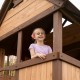 Complex Ansamblu de Joaca SkyFort cu Tub Spirala din lemn de cedru - Loc Centru de exterior multifunctional cu tobogan elicoidal si 3 nivele de joaca Sky Fort III Backyard Discovery  