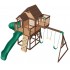 Complex Loc de Joaca SkyFort 3 din lemn de cedru - Centru de exterior multifunctional cu tobogan elicoidal si 3 nivele de joaca Sky Fort III Backyard Discovery  