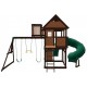 Complex Loc de Joaca SkyFort 3 din lemn de cedru - Centru de exterior multifunctional cu tobogan elicoidal si 3 nivele de joaca Sky Fort III Backyard Discovery  