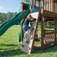 Complex Ansamblu de Joaca SkyFort cu Tub Spirala din lemn de cedru - Loc Centru de exterior multifunctional cu tobogan elicoidal si 3 nivele de joaca Sky Fort III Backyard Discovery  