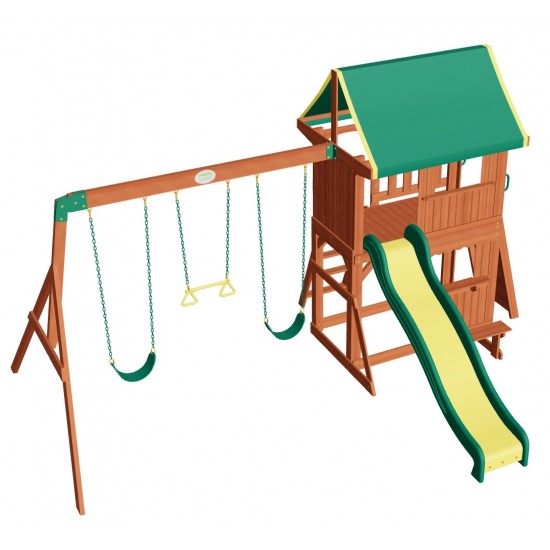 Complex Loc de Joaca SomerSET din lemn de cedru - Centru din lemn cu Tobogan si Leagane 2 nivele Playset Backyard Discovery 