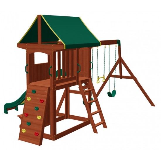Complex Loc de Joaca SomerSET din lemn de cedru - Centru din lemn cu Tobogan si Leagane 2 nivele Playset Backyard Discovery 