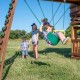 Complex Loc de Joaca din cedru WoodRidge ELITE - Centru outdoor cu tunel suspendat si  tobogan si 3 nivele - Backyard Discovery