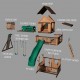 Complex Loc de Joaca din cedru WoodRidge ELITE - Centru outdoor cu tunel suspendat si  tobogan si 3 nivele - Backyard Discovery