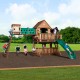 Complex Loc de Joaca din cedru WoodRidge ELITE - Centru outdoor cu tunel suspendat si  tobogan si 3 nivele - Backyard Discovery