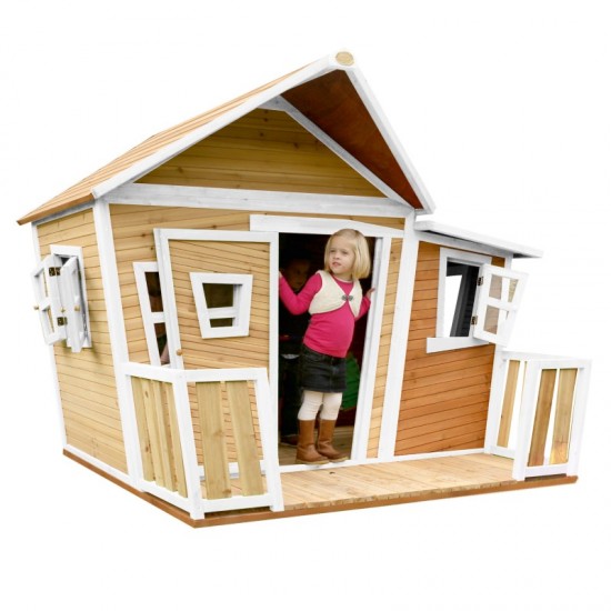 Casuta LISA cu terasa/pridvor si podea din lemn  PlayHouse - Casa din lemn de Joaca pentru copii AXI
