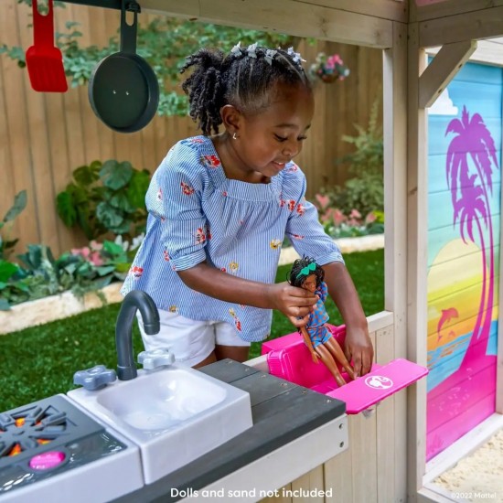 Casuta de Joaca Barbie SeaSide din lemn de cedru pentu copii - Casa  La Mare - Kidkraft cu bucatarie si accesorii 