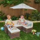 Mobilier Modular Gradina pentru Copii - Canapea Coltar Fotoliu sectional cu Umbrela Bej Kidkraft