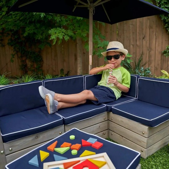 Mobilier Modular Gradina pentru Copii - Canapea Coltar Fotoliu sectional cu Umbrela Navy Bulmarin Kidkraft
