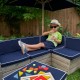 Mobilier Modular Gradina pentru Copii - Canapea Coltar Fotoliu sectional cu Umbrela Navy Bulmarin Kidkraft