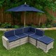 Mobilier Modular Gradina pentru Copii - Canapea Coltar Fotoliu sectional cu Umbrela Navy Bulmarin Kidkraft