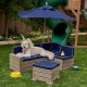 Mobilier Modular Gradina pentru Copii - Canapea Coltar Fotoliu sectional cu Umbrela Navy Bulmarin Kidkraft