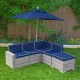 Mobilier Modular Gradina pentru Copii - Canapea Coltar Fotoliu sectional cu Umbrela Navy Bulmarin Kidkraft