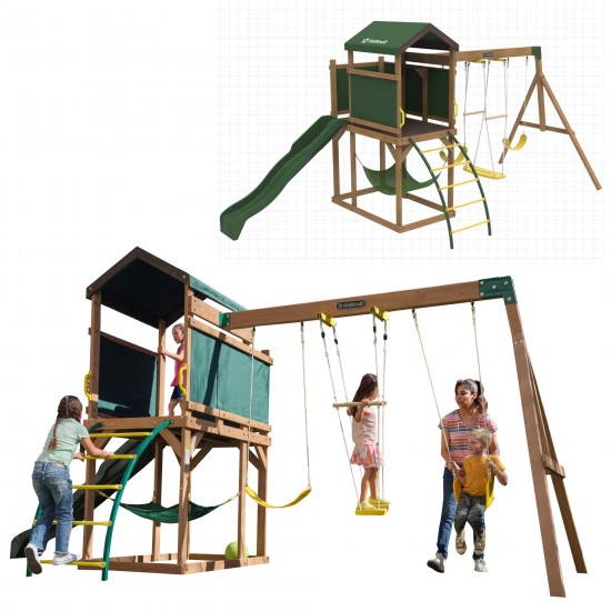 Complex Loc de Joaca Hideaway- Ansamblu Centru multifuntional din lemn de cedru Kidkraft Complex Loc de Joaca Hideaway- Ansamblu Centru multifuntional din lemn de cedru Kidkraft