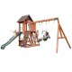 Complex de joacă din lemn cu Club House pentru copii pe 2 niveluri Kidkraft  - Complex cu Etaj si Tobogan Raptor Trail de exterior in gardina
