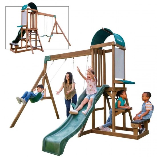 Complex de joaca copii Wilderness - Centru multifuntional din lemn Kidkraft