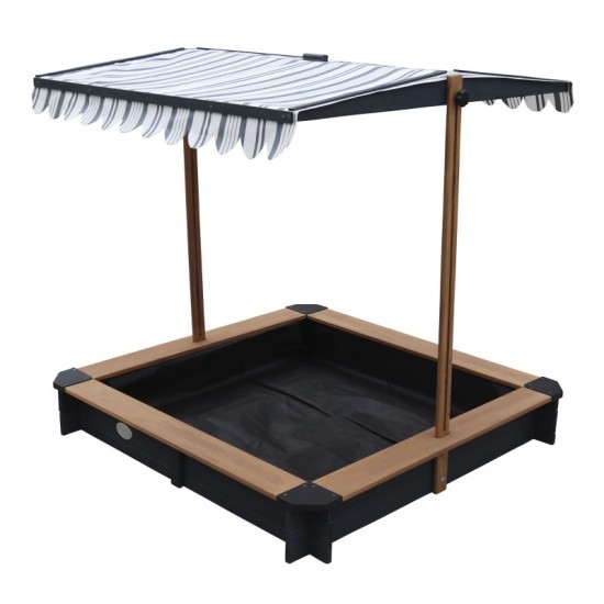 Spatiu de joaca cu nisip Lily Sandpit  - Lada cu nisip din lemn pentru gradina- cu copertina Antracit Negru UV 50+