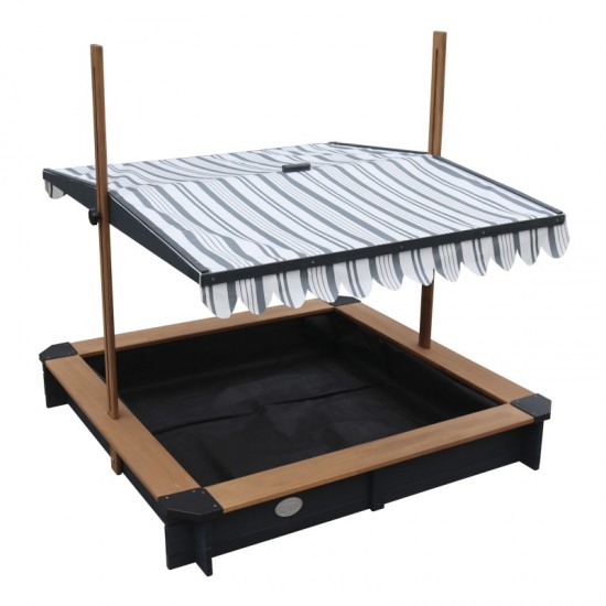 Spatiu de joaca cu nisip Lily Sandpit  - Lada cu nisip din lemn pentru gradina- cu copertina Antracit Negru UV 50+