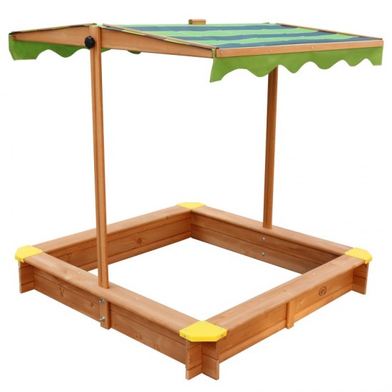 Spatiu de joaca cu nisip Lily Sandpit  - Lada cu nisip din lemn pentru gradina- cu copertina biton Verde UV 50+