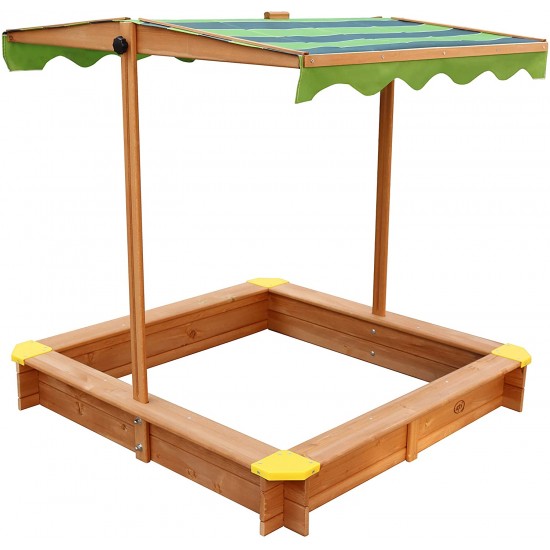 Spatiu de joaca cu nisip Lily Sandpit  - Lada cu nisip din lemn pentru gradina- cu copertina biton Verde UV 50+