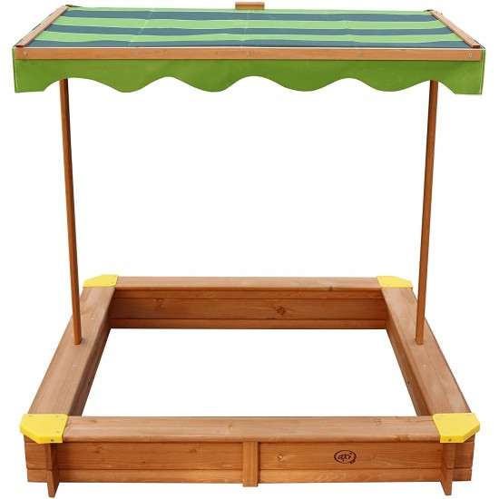 Spatiu de joaca cu nisip Lily Sandpit  - Lada cu nisip din lemn pentru gradina- cu copertina biton Verde UV 50+