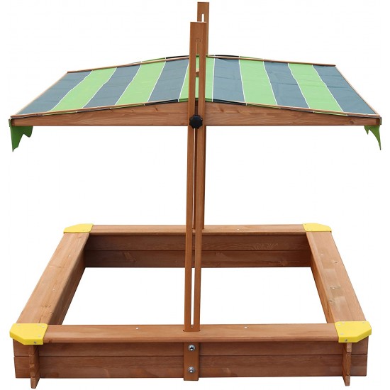 Spatiu de joaca cu nisip Lily Sandpit  - Lada cu nisip din lemn pentru gradina- cu copertina biton Verde UV 50+