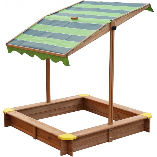 Spatiu de joaca cu nisip Lily Sandpit  - Lada cu nisip din lemn pentru gradina- cu copertina biton Verde UV 50+