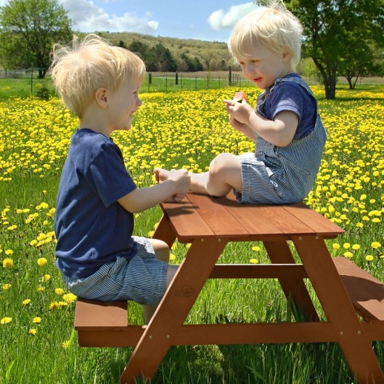 Masuta copii cu Bancute Sunny din lemn pentru Picnic si Activitati