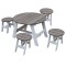 Masuta Copii Picnic de Interior sau Gradina - Rotunda Gri cu 4 scaunele din lemn pentru Activitati