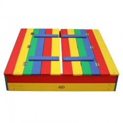 Spatiu de joaca cu nisip cu Bancute colorate - Lada cu nisip din lemn pentru gradina Axi