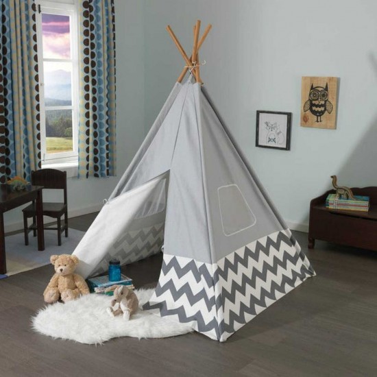 Cort mare copii Kidkraft Gri stil indian - DELUXE PLAY TEEPEE - Grey