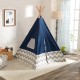 Cort mare copii Kidkraft ALbastru stil indian - DELUXE PLAY TEEPEE - Navy Blue