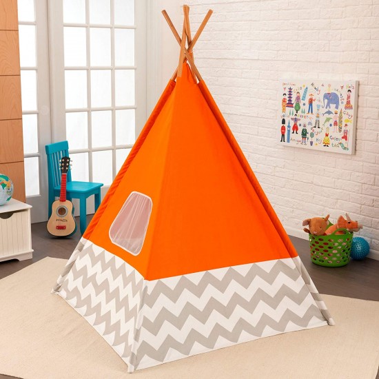 Cort mare copii Kidkraft Portocaliu stil indian - DELUXE PLAY TEEPEE - Orange
