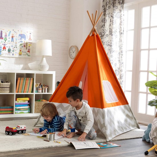 Cort mare copii Kidkraft Portocaliu stil indian - DELUXE PLAY TEEPEE - Orange