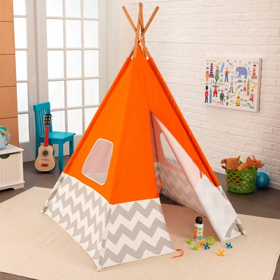 Cort mare copii Kidkraft Portocaliu stil indian - DELUXE PLAY TEEPEE - Orange