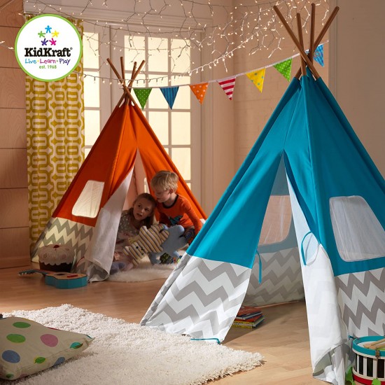 Cort mare copii Kidkraft Portocaliu stil indian - DELUXE PLAY TEEPEE - Orange