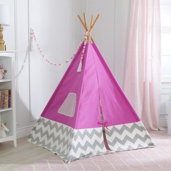 Cort mare copii Kidkraft Roz stil indian - DELUXE MODERN TEEPEE - PINK GRAY