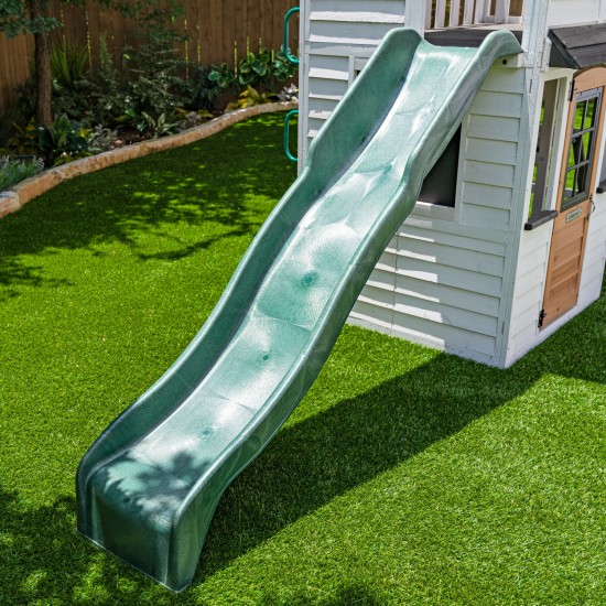 Complex Casă de joacă din lemn cu vedere la pădure pentru copii pe 2 niveluri Kidkraft  - Complex cu Etaj si Tobogan Woodland de exterior in gardina