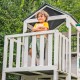 Complex Casă de joacă din lemn cu vedere la pădure pentru copii pe 2 niveluri Kidkraft  - Complex cu Etaj si Tobogan Woodland de exterior in gardina