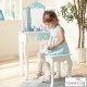 Masuta de toaleta cu 3 oglinzi, sertar si scaun Albastru -Alb - Vanity Table and Stool 
